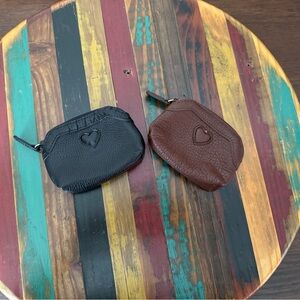Brighton Small Heart Zip Coin Pouches - Black & Brown